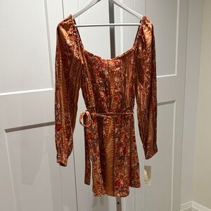 RD Style Long Sleeve Dress in Orange and Red Floral